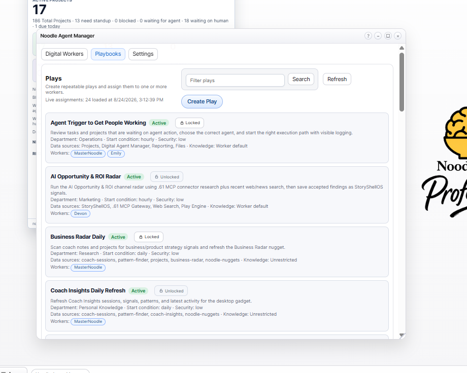 Noodle Agent Manager playbooks screenshot