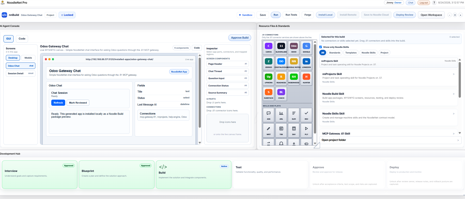 Noodle Build interface screenshot