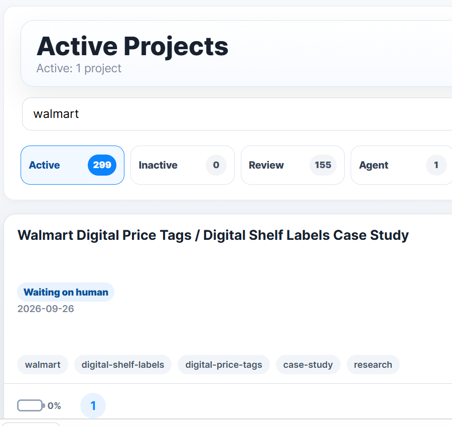 The nnProjects case study project that captured the Walmart shelf-label thread.