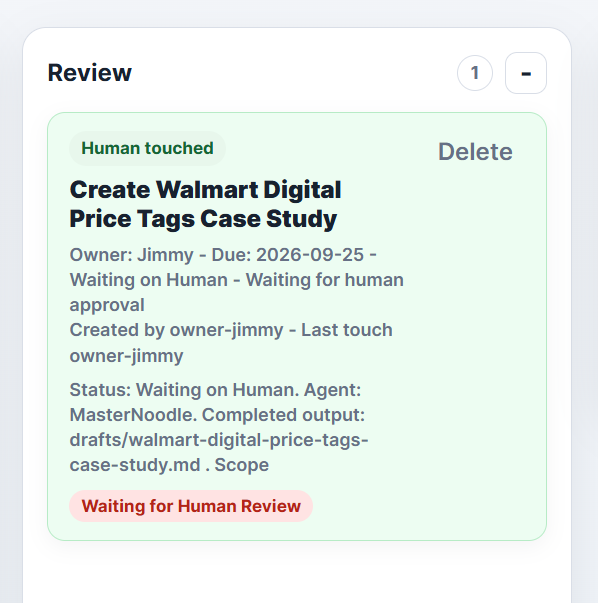 Review task state for the Walmart digital shelf label case study.