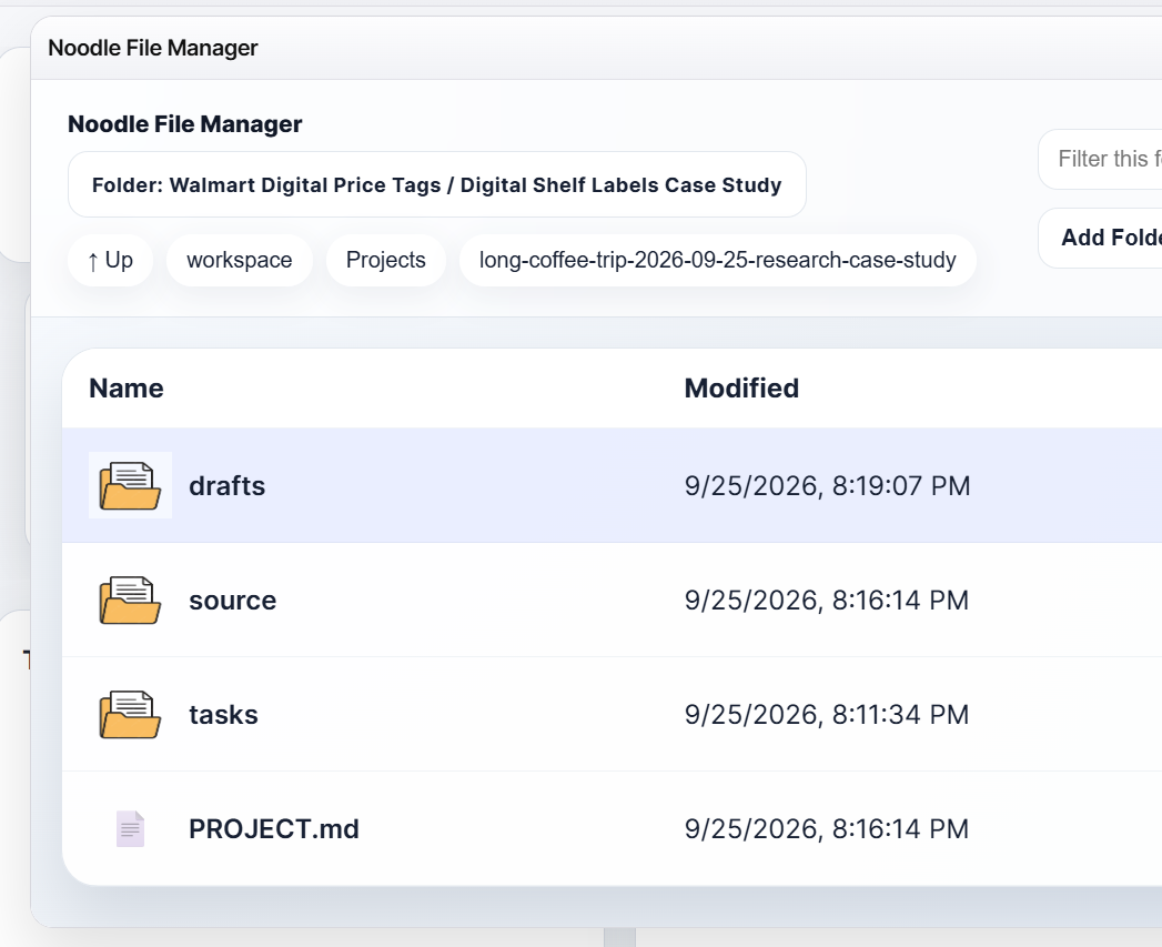 Project file manager with the draft packet and assets organized for publishing.